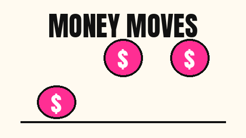 Money moves: pink coins hopping
