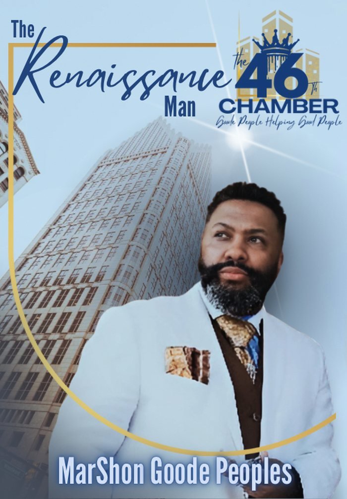 The Renaissance Man feature graphic for MarShon Goode Peoples - designed by Jasmine W.